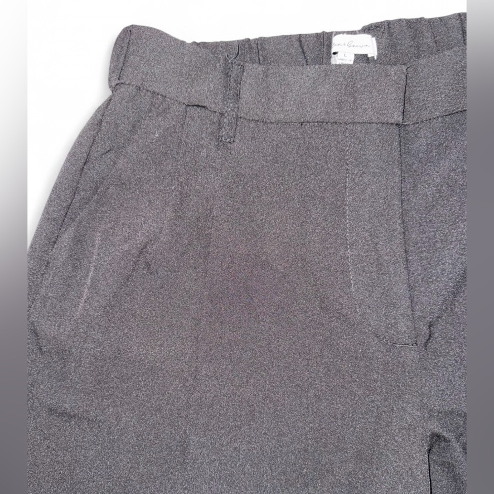 Hunter & Brown Black Bermuda Shorts High Waist Pleated Elastic Back L - Picture 8 of 11